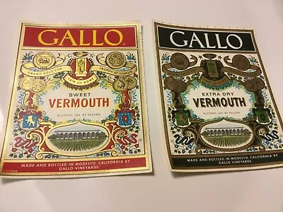 Vintage Original Gallo Vermouth Dry & Sweet Labels For 750ml Bottle You Pick One • $19.95