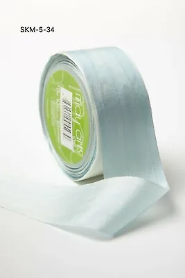 May Arts 100% Silk Ivory And Sky Blue Dip Dyed Ribbon 32mm ( Sold By The Metre ) • £3.98