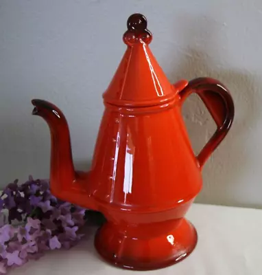 Vintage Metlox Poppytrail Red Rooster Teapot USA MCM Farmhouse Country Kitchen • $49.99