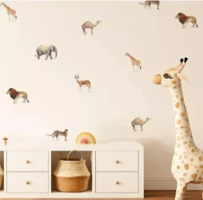 £9.99 • Buy Safari Animal Wall Stickers/Watercolour Jungle Stickers/Nursery Wall 