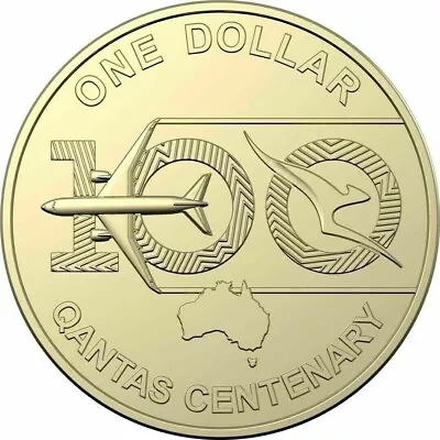 2020 Australia $1. QANTAS Centenary Unc (from Mint Bag) In 2x2 Holder • $10.95