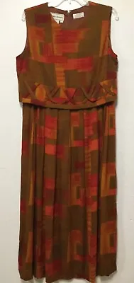 Karin Stevens Womens Faux 2 Piece Dress Set Size 14 Earth Tones Maxi Rayon 196 • $35