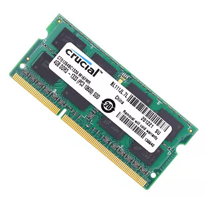 Crucial 4GB 1333MHz DDR3 SODIMM RAM PC3-10600 204Pin Laptop Memory CT51264BC1339 • $16.25