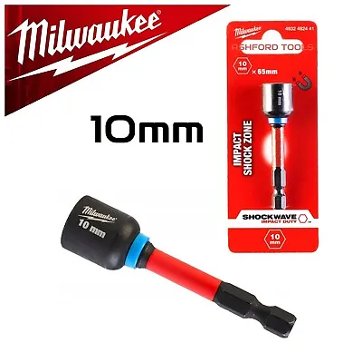 Milwaukee 10mm Nut Setter Shockwave Impact Socket Magnetic Nut Driver Tek Screw • £8.96