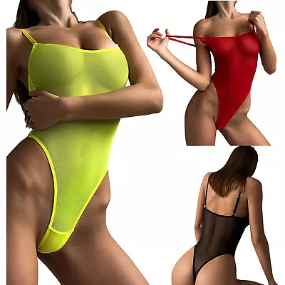 US Sexy Womens Swimwear High Cut Thong Leotard Sheer Babydoll Monokini Swimsuit • $6.43