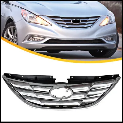 Fit For 2011 2012 2013 Hyundai Sonata Grille Assembly Front Upper Grill Chrome • $28.99