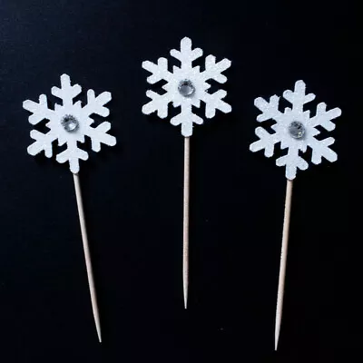 £6 • Buy Crystal Snowflake Cupcake Toppers Cake Topper Christmas Decorations Gift Party