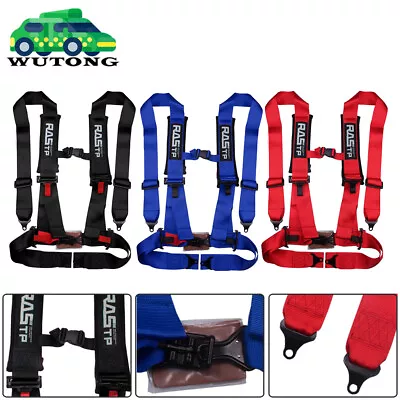 Racing Harness 4 Point Seat Belt 3  Shoulder Universal Black/Blue/Red ATV UTV • $65.99