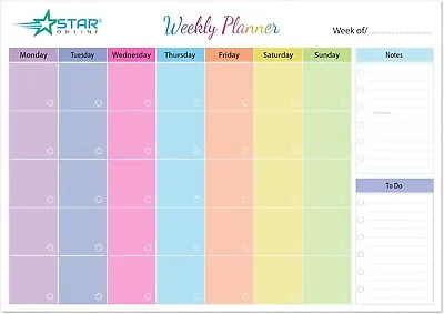 Weekly Planner Pad | 52 Sheets | 27 X 19cm | Weekly Day Planner | Weekly Meal P • £4.99