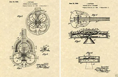 Vintage NATIONAL RESOPHONIC Guitar DOPYERA Patent Art Print READY TO FRAME • $9.95