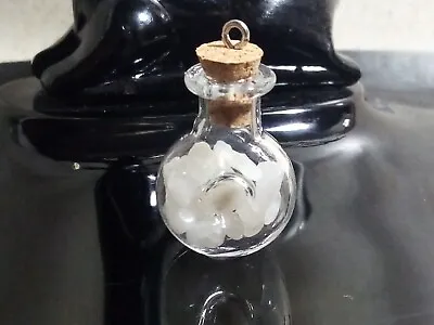 $4.93 • Buy Mini Gemstone Filled Glass Jar Pendant White Quartz
