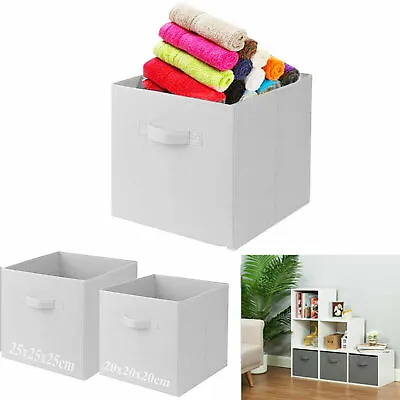 Foldable Storage Box Collapsible Canvas Drawer Organiser Fabric Cube Toys Cloth • £4.29