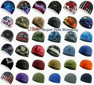 Moisture Sweat Wicking Cooling Bald Dome Skull Cap Helmet Liner Sport Beanie Hat • $7.86