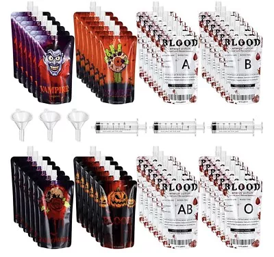 $28 • Buy 70 Halloween IV Blood Transfusion Bags Drink Pouch Reusable Party 16.9 Oz. BIG