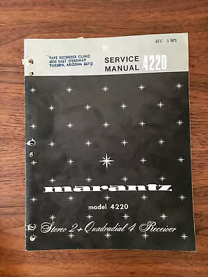 Marantz 4220 Receiver Service Manual *Original* • $29.97