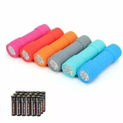 EverBrite 9-LED Flashlight 6-pack Impact Handheld Torch Assorted Colors With Lan • $27.33