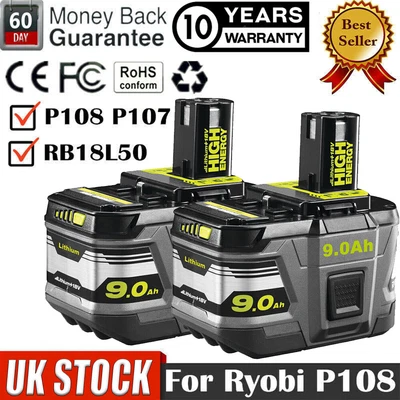 For RYOBI P108 18V One+ 9.0Ah Plus High Capacity Battery 18 Volt Lithium-Ion 6Ah • £15.93