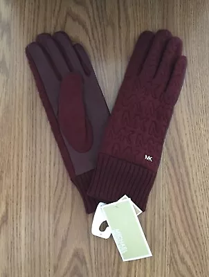 Michael Kors Women's Dark Berry Quilted Logo Knit Gloves (Size M) • $36.99