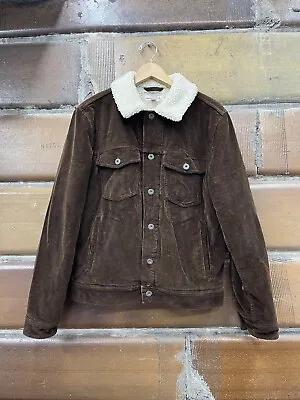 J.Crew Wallace & Barnes Sherpa-Lined Corduroy Jacket PrimaLoft Size S Brown • $49.99