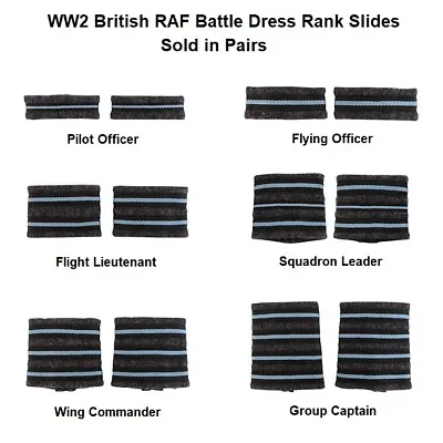 WW2 British RAF Battle Dress Rank Slide Pair - All Ranks Incl. Officer Captain + • $31.85