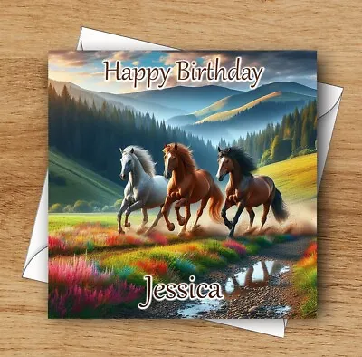 Personalised Birthday Card - Horse Design - Any Name/age/relation/occasion • £2.99
