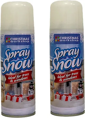 2 X Spray On Snow Artificial Snow Fake Flakes Xmas Tree Window Frost Decoration • £7.95