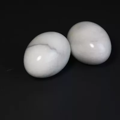 Marble Alabaster Granite Eggs Polished 2 Grey White Vintage • $22