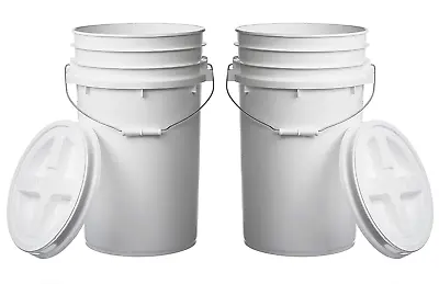 7 Gallon (2 Pack) Large Bucket Pail Container With Gamma Seal Lid Food Grade BP • $90.99