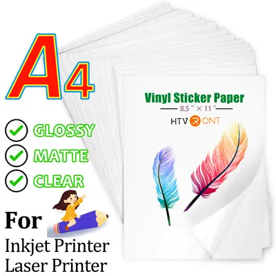 Lot 15-100 Waterproof Printable Vinyl Sticker Paper For Inkjet Laser Cricut US • $8.79