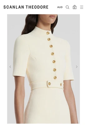 $450 • Buy Scanlan & Theodore Crepe Knit Mini Button Dress In Cream Size L