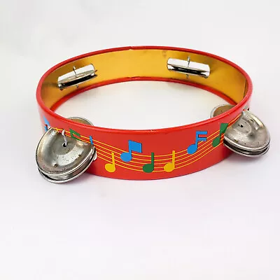 Vintage Metal Tambourine Made In Japan Children’s Toy Musical Notes Noise Maker • $12.99