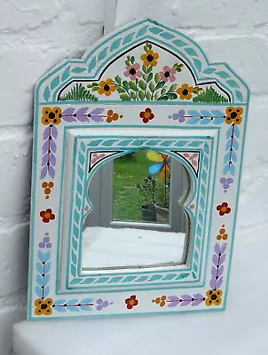 Hand Painted Arch Shaped Moroccan Mirror 29 Cm X 20 Cm • £14.99