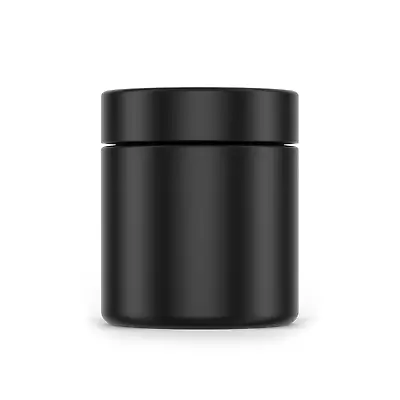 3oz Child Resistant Glass Jar + Pressure Seal For One Eighth + Black (150pk) • $139.95