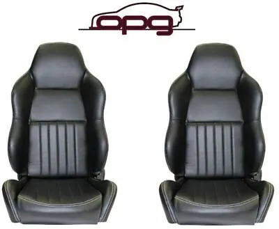 Classic High Back PU Leather Bucket Seats Car Reclinable Black For Ford XR • $699