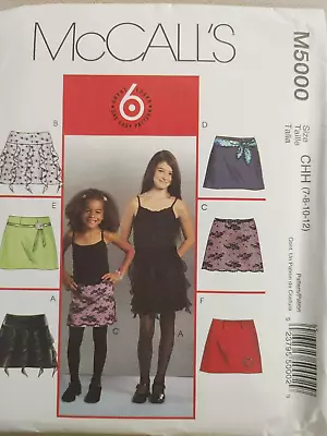 McCalls Pattern M5000 Girls A Line Short Skirts Sizes 7 8 10 12 • $9.99