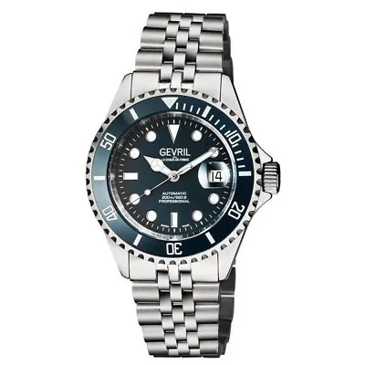 $3495 GEVRIL Men's Wall Street BLUE 43mm Stainless Steel Auto Swiss Watch 4853B • $649.99