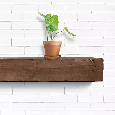 Fireplace Mantel Rustic Shelf Floating Mantle Real Wood Beam  (Provincial • $164.99