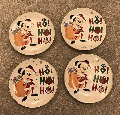 Disney Store  Mickey Mouse China Christmas Set Of 4 Plates Circumference 20 Cms • £55