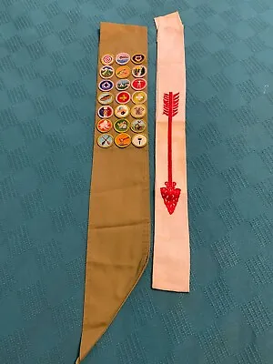 Vintage Boy Scout Sash With 20 Merit Badges With Order Of The Arrow • $20