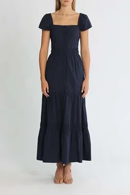 Mia Short Sleeve Maxi Dress - Navy. Size 4 (AU 14/16) • $130