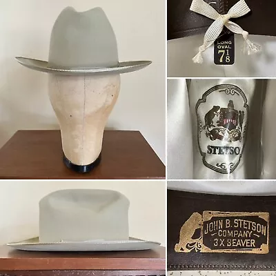 1960s Stetson 3x BEAVER OPEN ROAD 7 1/8 LONG OVAL Hat Fedora Cowboy Vtg 70s • $267