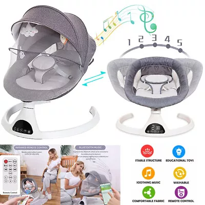 UK Electric Remote Baby Swing Infant Cradle Bouncer Rocker Chair Music Bluetooth • £69.90