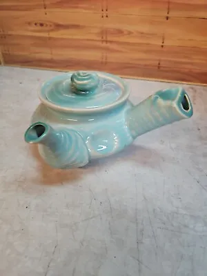 Vintage Oriental Tea Pot; Side Handle; Blue • $31