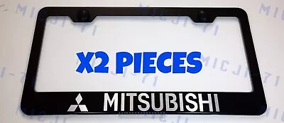 X2 Mitsubishi Stainless Steel Black License Plate Frame Rust Free W/ Caps • $22.99