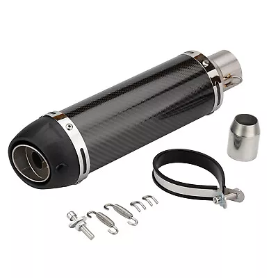 Round Carbon Fiber Motorcycle Exhaust Muffler Pipe Slip On Silencers 38-51mm • $50.99