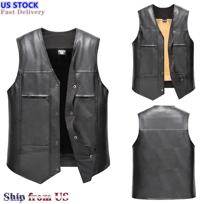 $17.85 • Buy Men's Leather Vest  Motorcycle Biker Vest Concealed Carry Tactical Fleece Warm