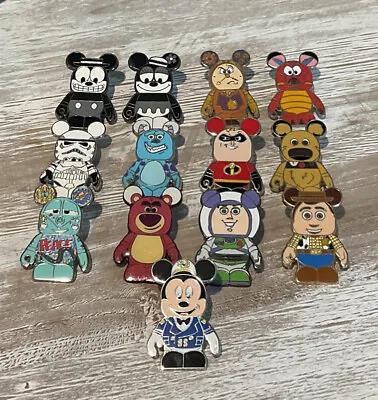 Lot Of 13 Disney Pixar Vinylmation 1.5” Pins Mickey Minnie Mushu Dug Sully DCL • $65