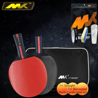 $26.39 • Buy 1 Pair Table Tennis Bat Racket Ping Pong Paddle Set Long Short Handle Grip FL+CS