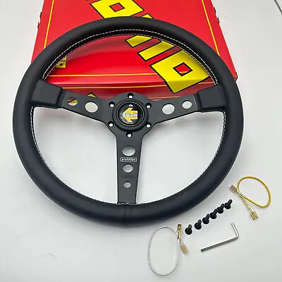 MOMO Prototipo 350mm 14' Genuine Leather Thickened Spoke Sport Steering Wheel • $89