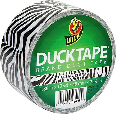 $12.99 • Buy Printed Duck Brand Duct Craft Tape Zebra Stripe Pretty Design 1.88 In. X 10 Yds